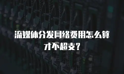 流媒体分发网络费用怎么算才不超支？