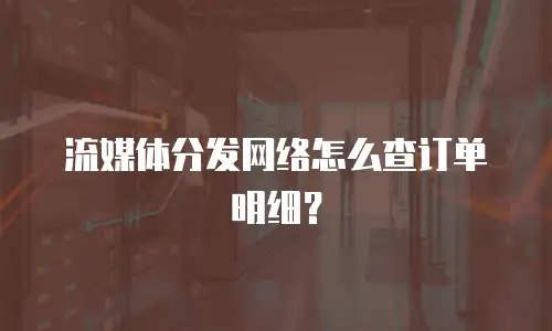 流媒体分发网络怎么查订单明细？