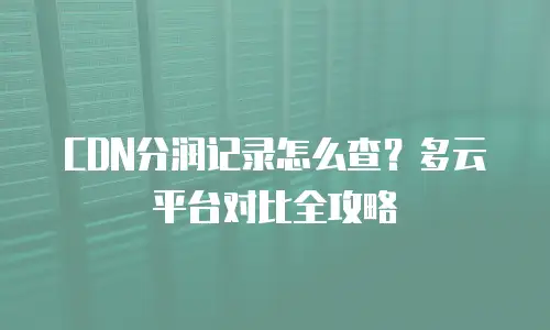 CDN分润记录怎么查？多云平台对比全攻略
