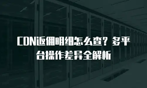 CDN返佣明细怎么查？多平台操作差异全解析