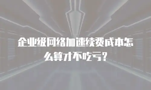 企业级网络加速续费成本怎么算才不吃亏？