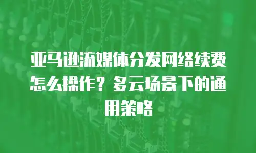 亚马逊流媒体分发网络续费怎么操作？多云场景下的通用策略