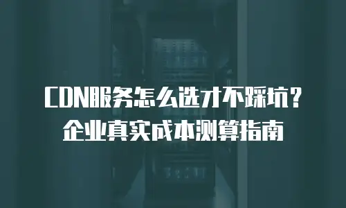 CDN服务怎么选才不踩坑？企业真实成本测算指南