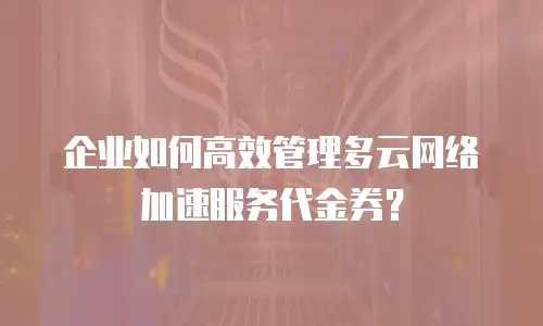 企业如何高效管理多云网络加速服务代金券？