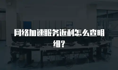 网络加速服务返利怎么查明细？