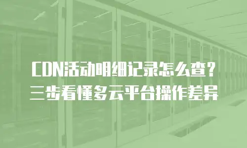 CDN活动明细记录怎么查？三步看懂多云平台操作差异