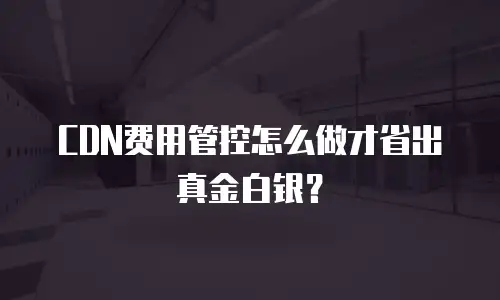 CDN费用管控怎么做才省出真金白银？