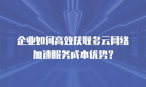 企业如何高效获取多云网络加速服务成本优势？