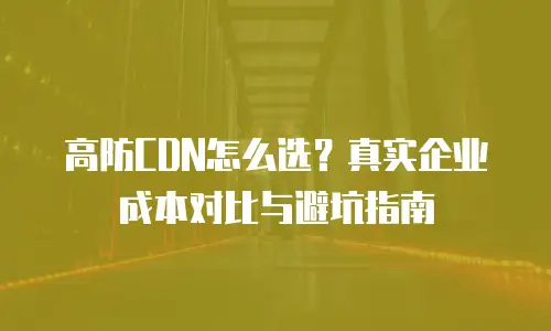 高防CDN怎么选？真实企业成本对比与避坑指南