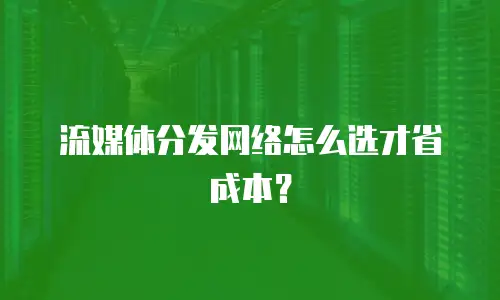 流媒体分发网络怎么选才省成本？