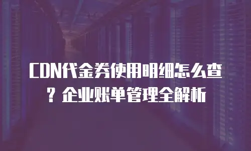 CDN代金券使用明细怎么查？企业账单管理全解析