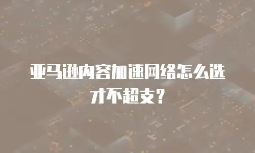 亚马逊内容加速网络怎么选才不超支？