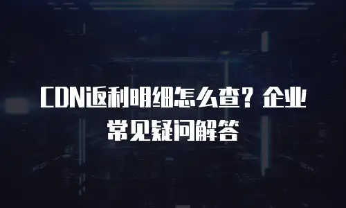 CDN返利明细怎么查？企业常见疑问解答