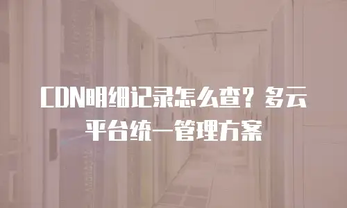 CDN明细记录怎么查？多云平台统一管理方案