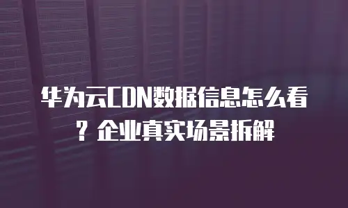 华为云CDN数据信息怎么看？企业真实场景拆解