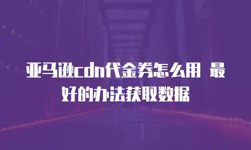 亚马逊cdn代金券怎么用 最好的办法获取数据