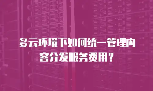 多云环境下如何统一管理内容分发服务费用？