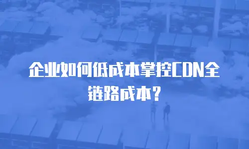 企业如何低成本掌控CDN全链路成本？