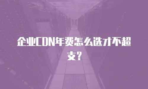 企业CDN年费怎么选才不超支？