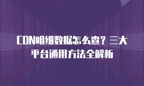 CDN明细数据怎么查？三大平台通用方法全解析