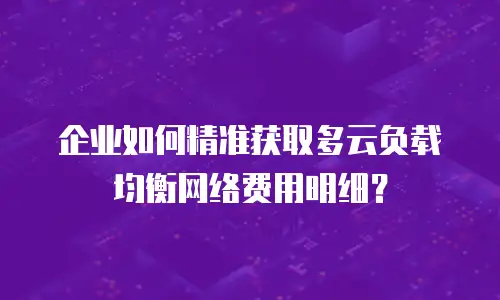 企业如何精准获取多云负载均衡网络费用明细？