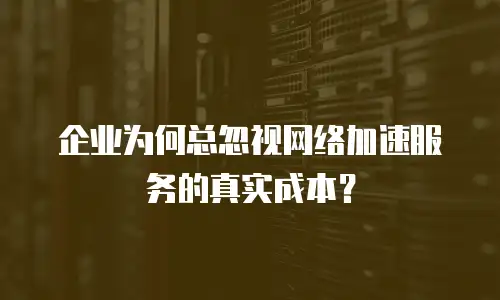 企业为何总忽视网络加速服务的真实成本？