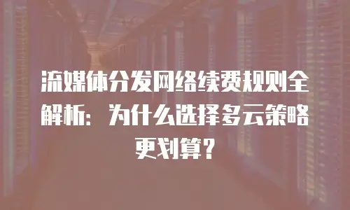 流媒体分发网络续费规则全解析：为什么选择多云策略更划算？