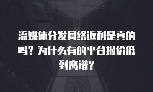 流媒体分发网络返利是真的吗？为什么有的平台报价低到离谱？