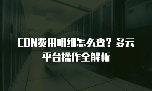 CDN费用明细怎么查？多云平台操作全解析