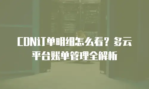 CDN订单明细怎么看？多云平台账单管理全解析