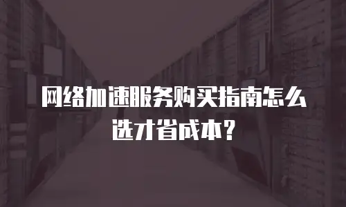 网络加速服务购买指南怎么选才省成本？
