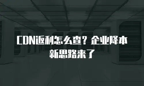 CDN返利怎么查？企业降本新思路来了