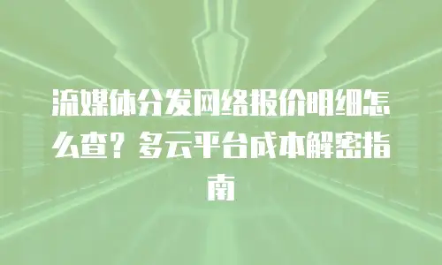 流媒体分发网络报价明细怎么查？多云平台成本解密指南