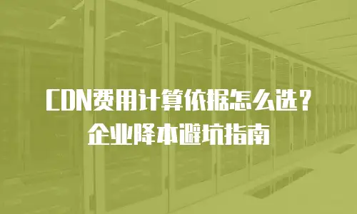 CDN费用计算依据怎么选？企业降本避坑指南