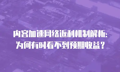 内容加速网络返利机制解析：为何有时看不到预期收益？