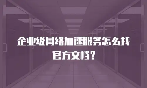 企业级网络加速服务怎么找官方文档？