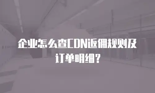 企业怎么查CDN返佣规则及订单明细？