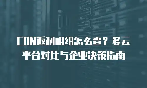 CDN返利明细怎么查？多云平台对比与企业决策指南