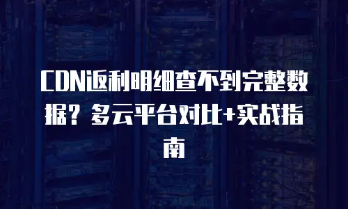 CDN返利明细查不到完整数据？多云平台对比+实战指南