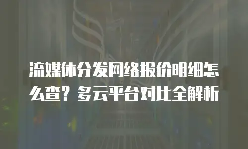 流媒体分发网络报价明细怎么查？多云平台对比全解析