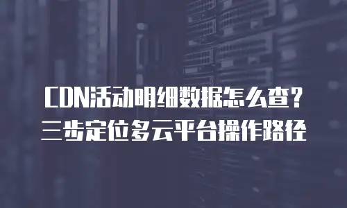 CDN活动明细数据怎么查？三步定位多云平台操作路径