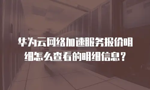 华为云网络加速服务报价明细怎么查看的明细信息？