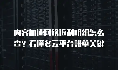 内容加速网络返利明细怎么查？看懂多云平台账单关键