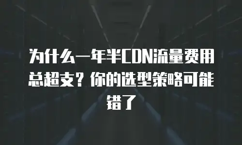 为什么一年半CDN流量费用总超支？你的选型策略可能错了