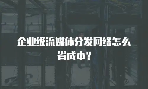 企业级流媒体分发网络怎么省成本？