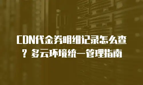 CDN代金券明细记录怎么查？多云环境统一管理指南