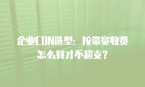 企业CDN选型：按带宽收费怎么算才不超支？