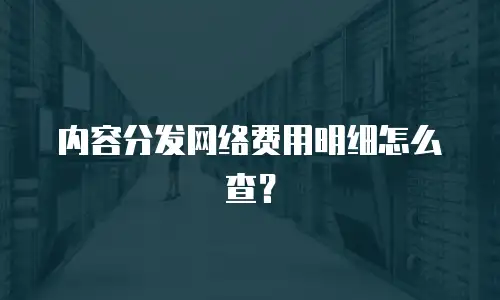 内容分发网络费用明细怎么查？