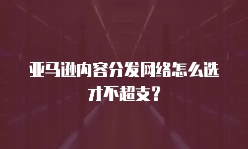 亚马逊内容分发网络怎么选才不超支？