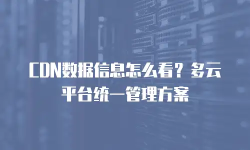 CDN数据信息怎么看？多云平台统一管理方案